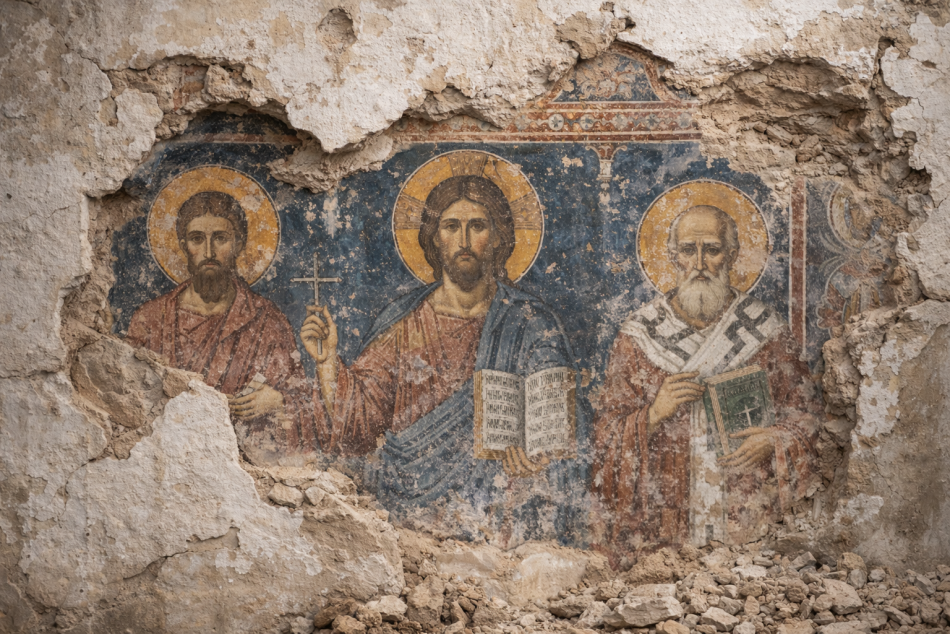 В Смольном монастыре нашли редкие масляные росписи под слоем штукатурки